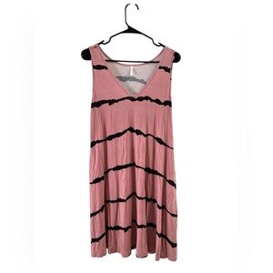 Pink and black striped tank top mini dress